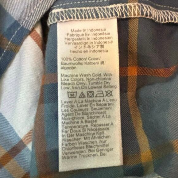 NWT J.Crew Factory XXL Blue Rust Plaid Flannel Cotton Button Down Shirt - Picture 4 of 5
